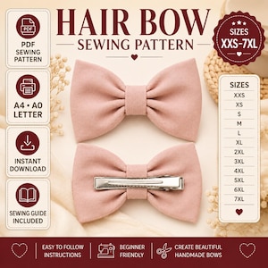 Hair Bow Sewing Pattern, PDF Clip Accessory, DIY Handmade Bows (Instant Download)