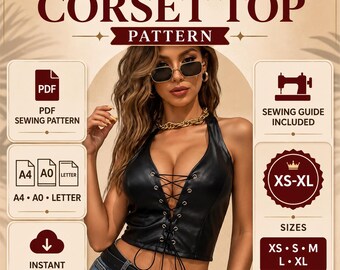 Patrón de costura para top tipo corsé con cordones efecto piel (descarga en PDF)