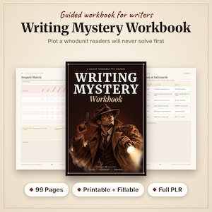 Writing Mystery Workbook Printable Fillable PDF Mystery Novel Planner Whodunit Plot Template Crime Writer PLR