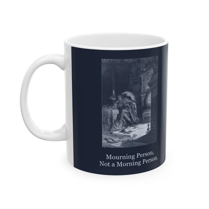 Mourning Person, Not a Morning Person — Vintage Raven Mug — mug, face view