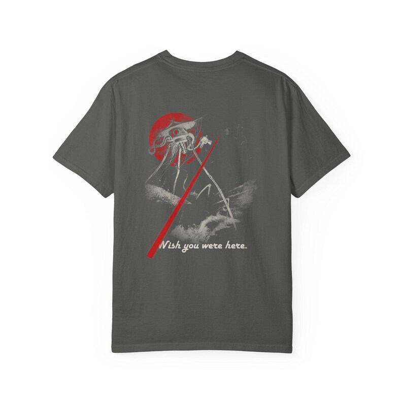 Woking Postcard Shirt, Wish You Were Here, War of the Worlds Tripod Front and Back Tee, H G Wells image 6