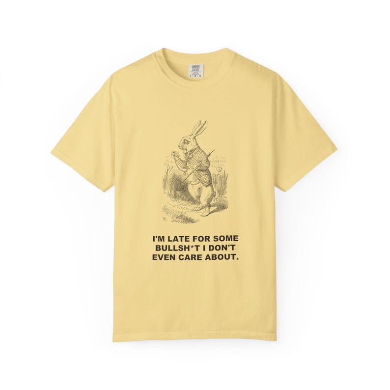 I'm Late for Some Bullsh*t I Don't Even Care About — Vintage White Rabbit Tee image 1