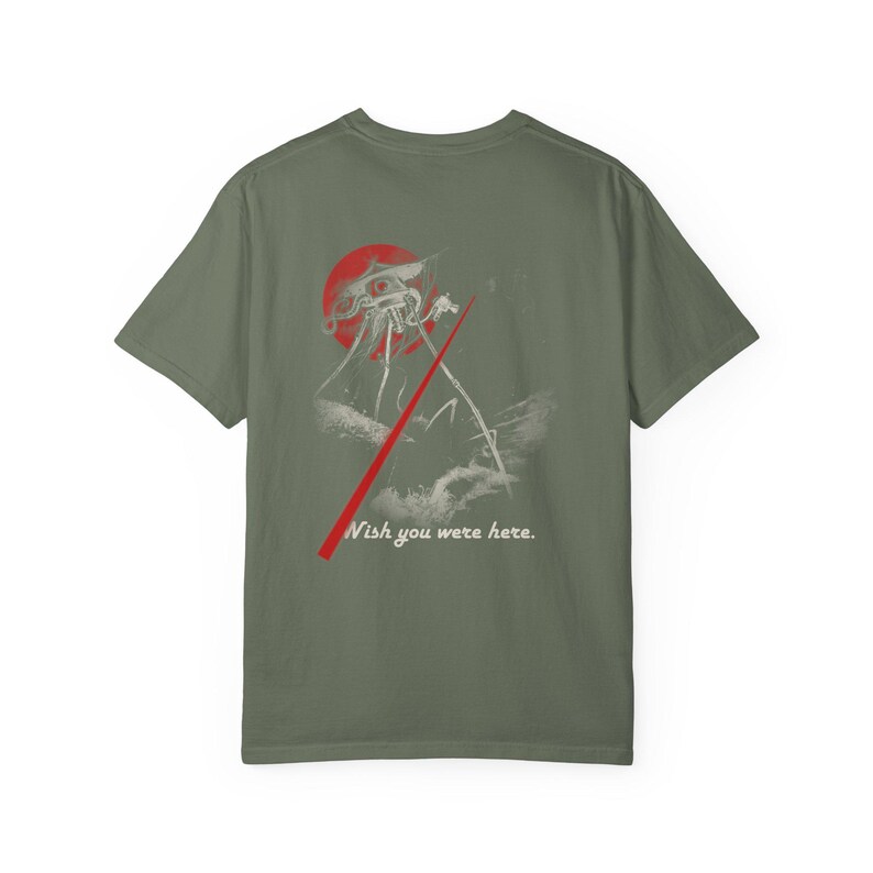 Woking Postcard Shirt, Wish You Were Here, War of the Worlds Tripod Front and Back Tee, H G Wells image 8