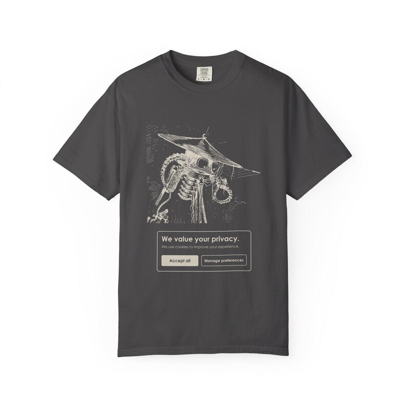We Value Your Privacy Shirt, Cookie Banner Martian Eye Tee, Funny Tech Humor Gift, War of the Worlds image 8