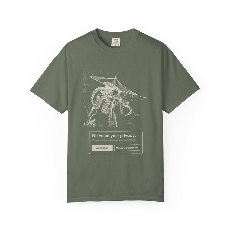 We Value Your Privacy Shirt, Cookie Banner Martian Eye Tee, Funny Tech Humor Gift, War of the Worlds image 4