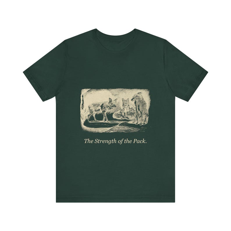 Styrkan i flocken Vargskjorta, Rudyard Kipling Djungelboken Vintage Litterär T-shirt, Lagarbete Gåva för Läsare bild 1