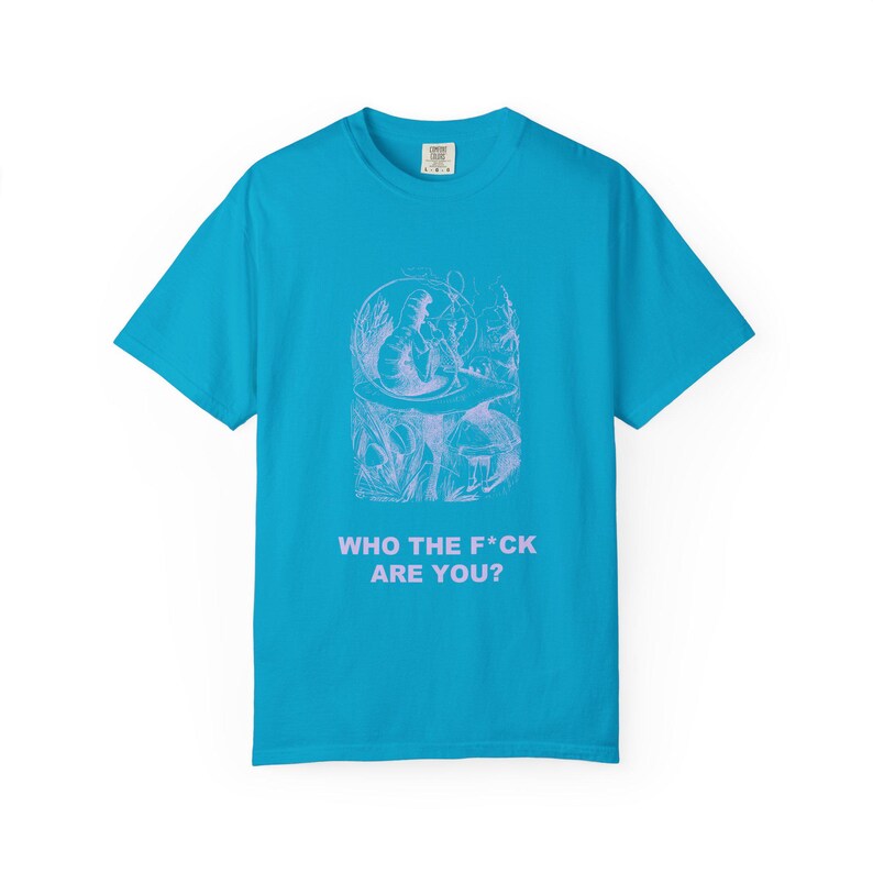 Who the F*ck Are You Shirt, John Tenniel Caterpillar Victorian Engraving Tee, Lewis Carroll Wonderland Literary Humor Gift image 6