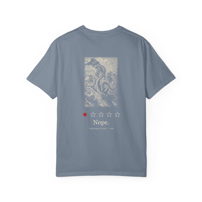Camiseta "Capt Nemo's Undersea Tours", "Uma estrela, não", camiseta engraçada na frente e nas costas, lula de Júlio Verne imagem 14