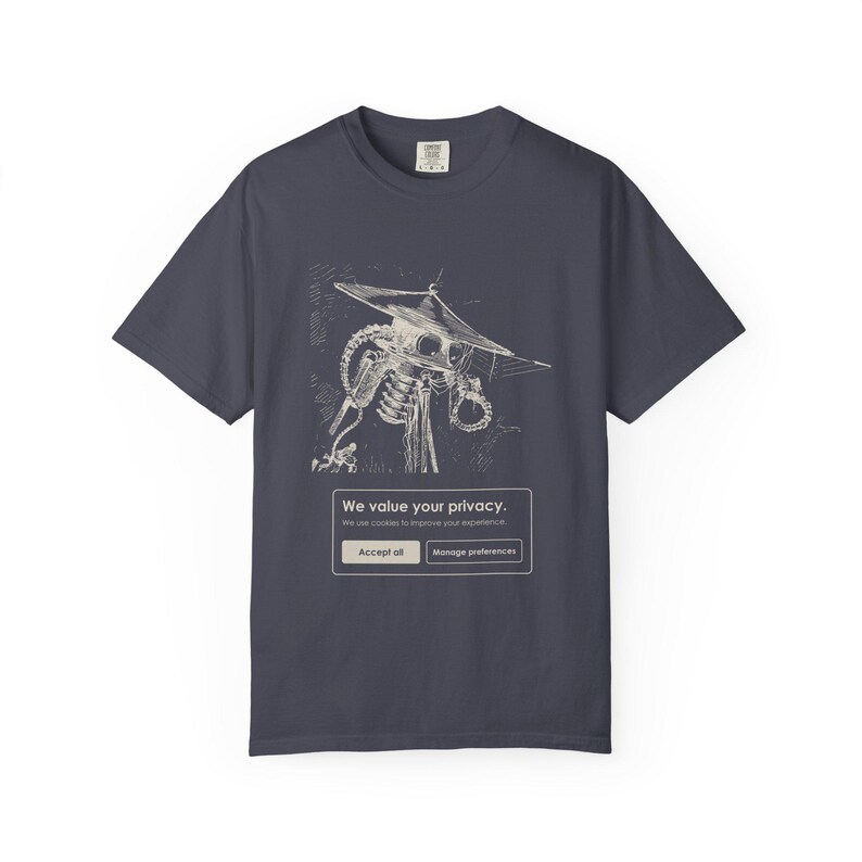 We Value Your Privacy Shirt, Cookie Banner Martian Eye Tee, Funny Tech Humor Gift, War of the Worlds image 9