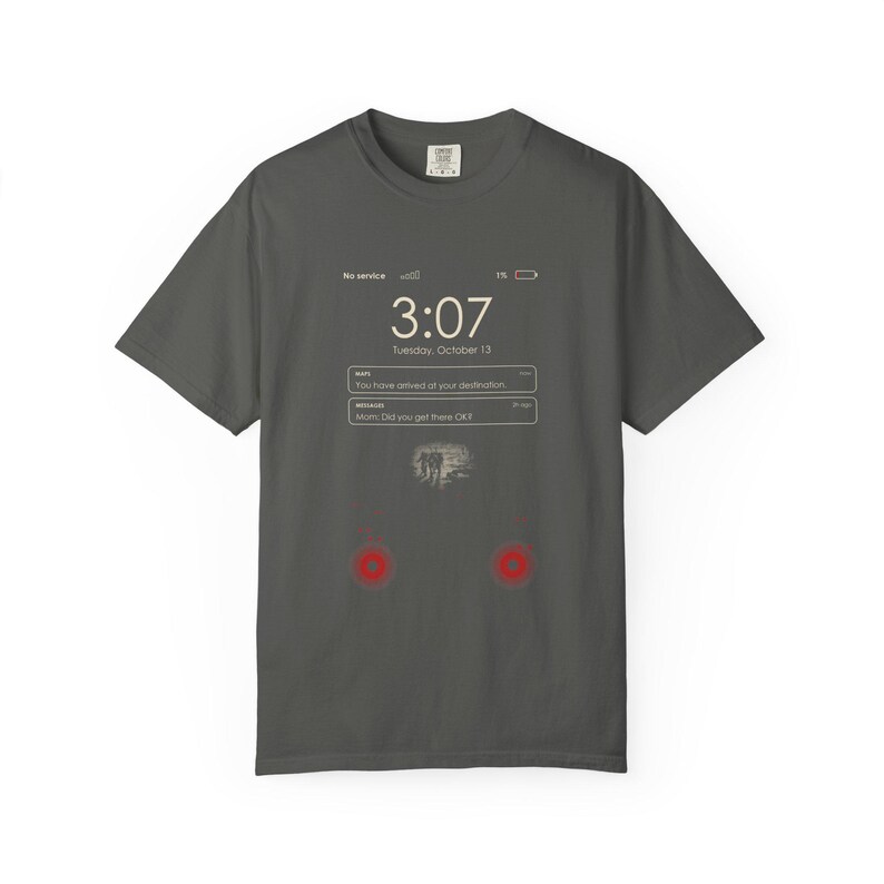 Camiseta "Sin servicio", camiseta de terror de aguas profundas para pantalla de bloqueo de teléfono, humor negro divertido, buceadores de Julio Verne 1870 imagen 3