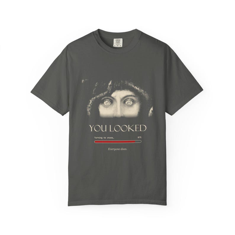 You Looked Shirt, Medusa Eyes Turning to Stone Tee, Greek Mythology Gift, Vintage Franz von Stuck image 3