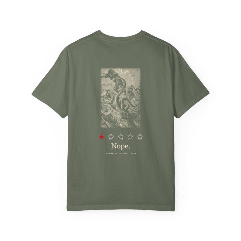 Camiseta "Capt Nemo's Undersea Tours", "Uma estrela, não", camiseta engraçada na frente e nas costas, lula de Júlio Verne imagem 8