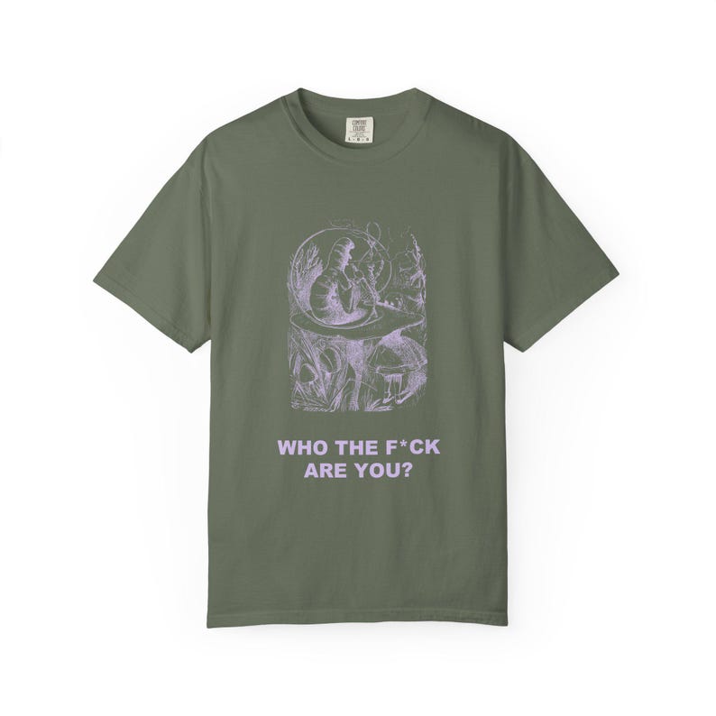 Who the F*ck Are You Shirt, John Tenniel Caterpillar Victorian Engraving Tee, Lewis Carroll Wonderland Literary Humor Gift image 4