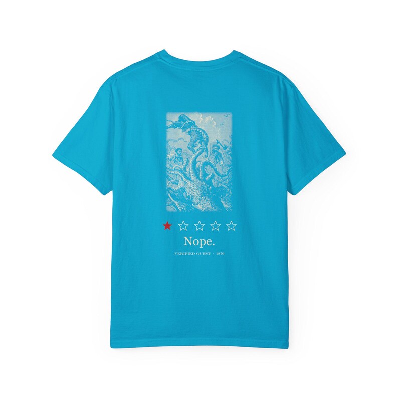 Camiseta "Capt Nemo's Undersea Tours", "Uma estrela, não", camiseta engraçada na frente e nas costas, lula de Júlio Verne imagem 12