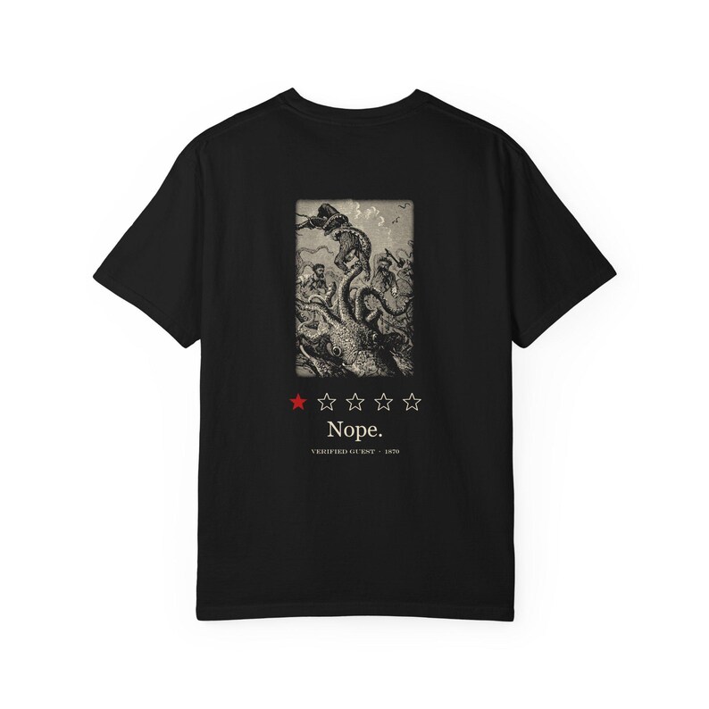 Camiseta "Capt Nemo's Undersea Tours", "Uma estrela, não", camiseta engraçada na frente e nas costas, lula de Júlio Verne imagem 17