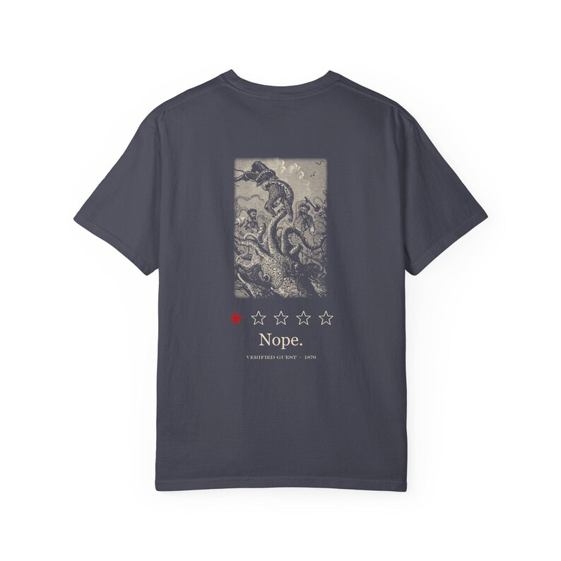 Camiseta "Capt Nemo's Undersea Tours", "Uma estrela, não", camiseta engraçada na frente e nas costas, lula de Júlio Verne imagem 19