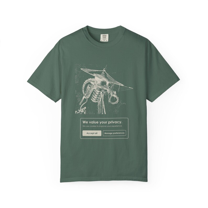 We Value Your Privacy Shirt, Cookie Banner Martian Eye Tee, Funny Tech Humor Gift, War of the Worlds image 5