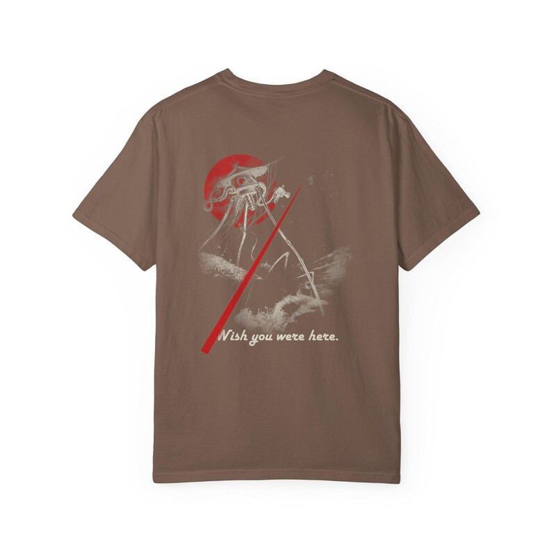 Woking Postcard Shirt, Wish You Were Here, War of the Worlds Tripod Front and Back Tee, H G Wells image 4