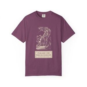 Please Use the Handrail Shirt, Giant Squid on the Stairs, Funny Safety Sign Tee, Jules Verne 1870 image 11