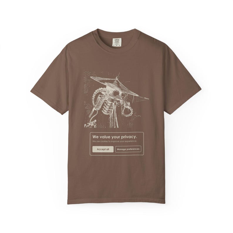 We Value Your Privacy Shirt, Cookie Banner Martian Eye Tee, Funny Tech Humor Gift, War of the Worlds image 2