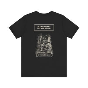 „Bitte nicht das Haus essen“-Shirt – Hänsel und Gretel Vorder- und Rückseite, Vintage-Märchen der Gebrüder Grimm Bild 2