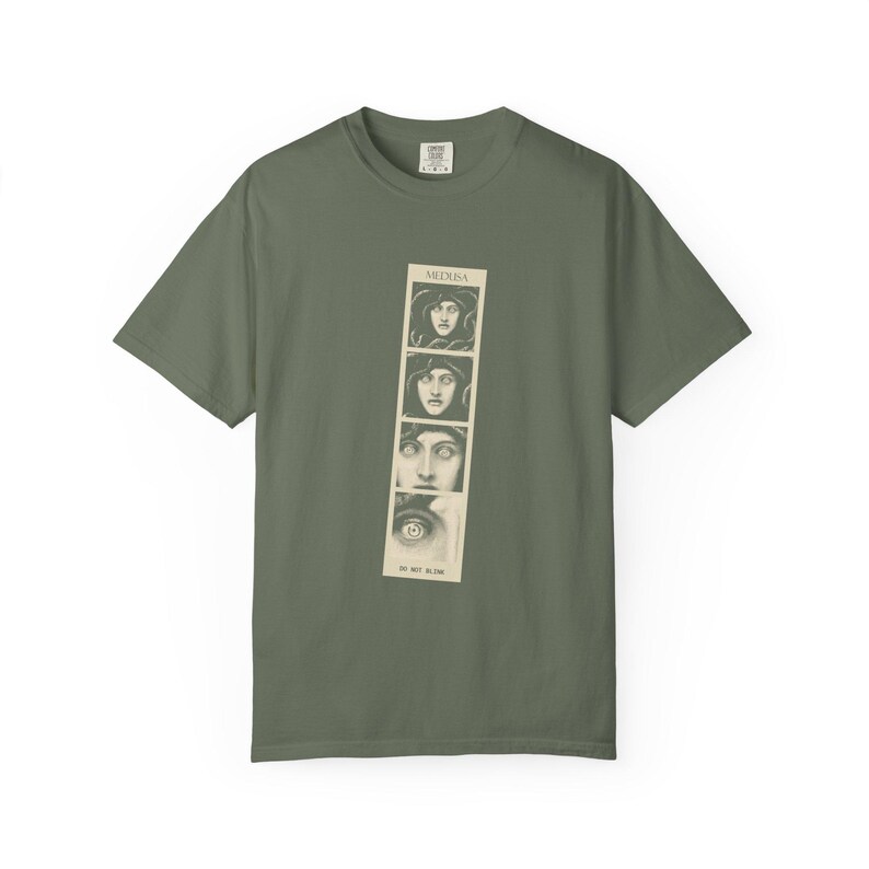 Medusa Photo Booth Shirt, Do Not Blink, Funny Greek Mythology Tee, Vintage Franz von Stuck 1892 image 4
