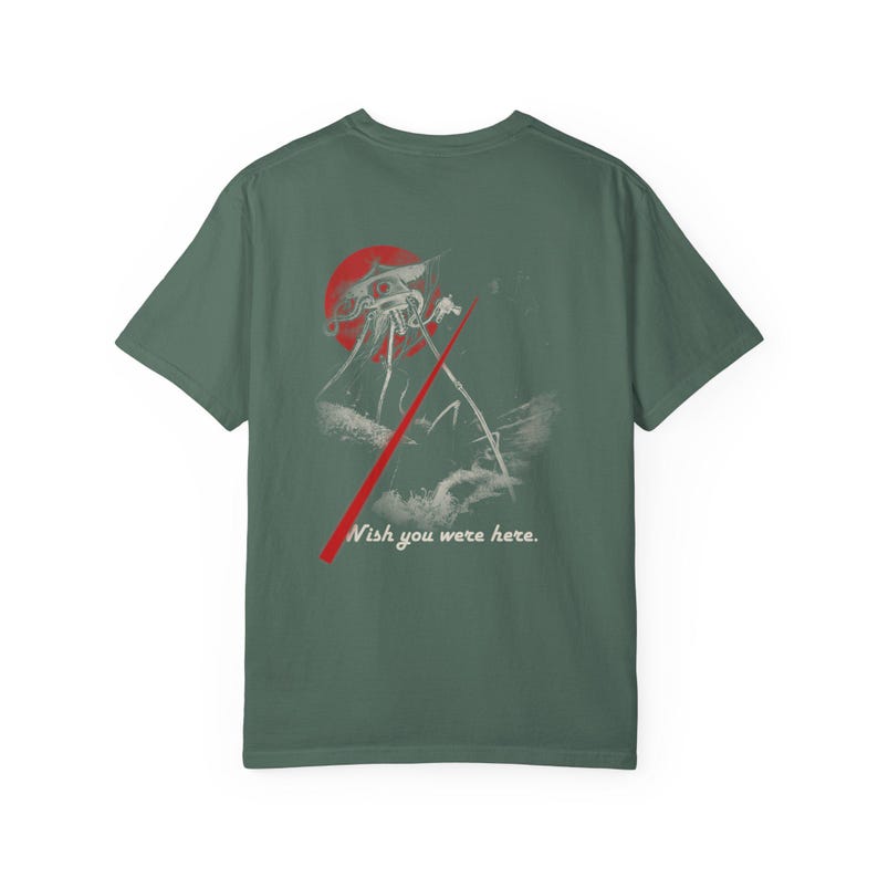 Woking Postcard Shirt, Wish You Were Here, War of the Worlds Tripod Front and Back Tee, H G Wells image 10