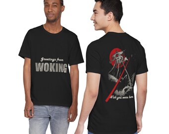Woking Postcard Shirt, Wish You Were Here, War of the Worlds Tripod Front and Back Tee, H G Wells