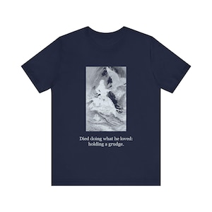 Died Doing What He Loved Holding a Grudge Captain Ahab Shirt, Moby Dick Vintage Nautical Tee, Dark Humor Book Lover Gift image 1