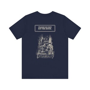 „Bitte nicht das Haus essen“-Shirt – Hänsel und Gretel Vorder- und Rückseite, Vintage-Märchen der Gebrüder Grimm Bild 6
