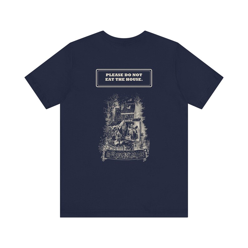 „Bitte nicht das Haus essen“-Shirt – Hänsel und Gretel Vorder- und Rückseite, Vintage-Märchen der Gebrüder Grimm Bild 6