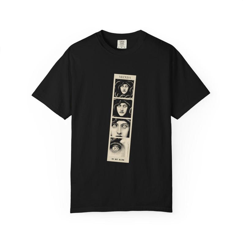 Medusa Photo Booth Shirt, Do Not Blink, Funny Greek Mythology Tee, Vintage Franz von Stuck 1892 image 1