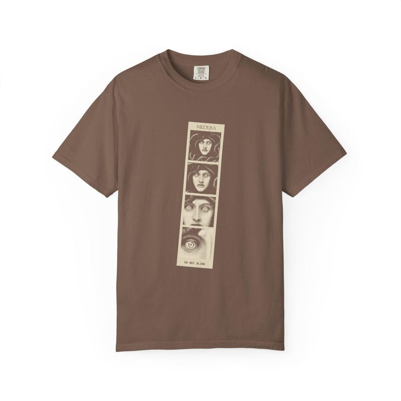 Medusa Photo Booth Shirt, Do Not Blink, Funny Greek Mythology Tee, Vintage Franz von Stuck 1892 image 2