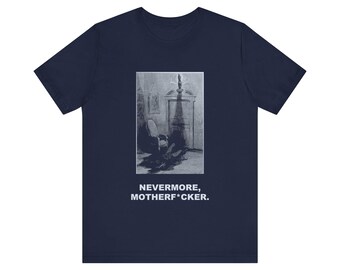 T-shirt « Nevermore Motherf*cker Raven », T-shirt gothique Edgar Allan Poe, Cadeau littéraire vintage Gustave Doré pour Halloween