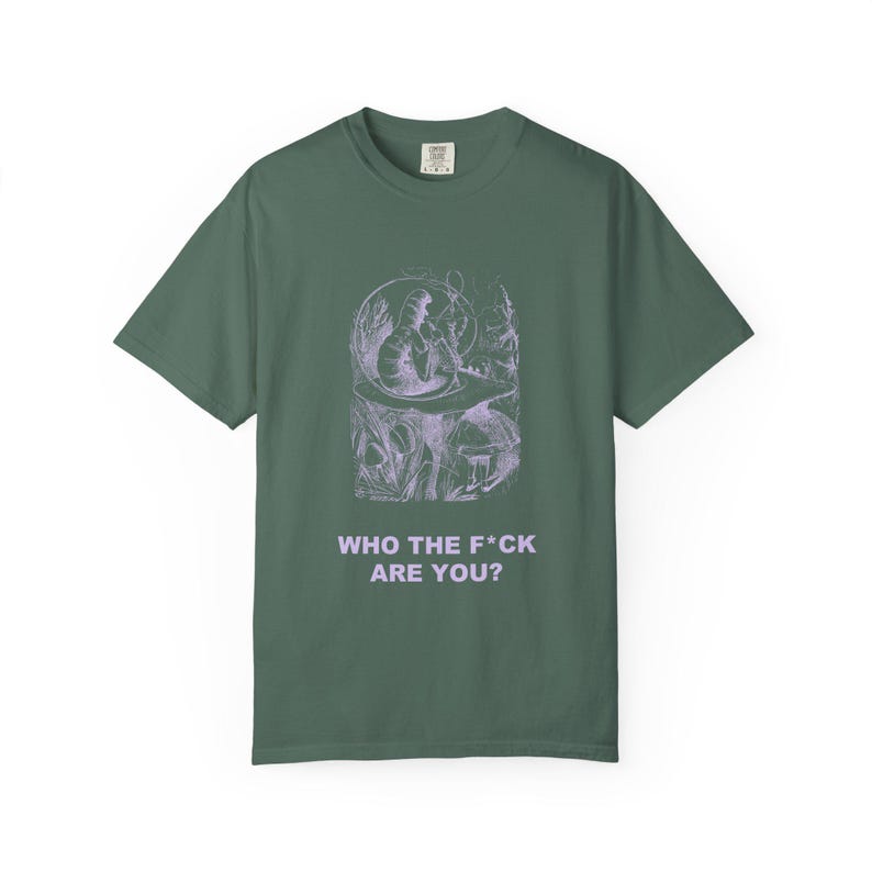 Who the F*ck Are You Shirt, John Tenniel Caterpillar Victorian Engraving Tee, Lewis Carroll Wonderland Literary Humor Gift image 5