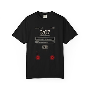Camiseta "Sin servicio", camiseta de terror de aguas profundas para pantalla de bloqueo de teléfono, humor negro divertido, buceadores de Julio Verne 1870 imagen 1