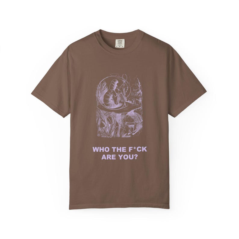 Who the F*ck Are You Shirt, John Tenniel Caterpillar Victorian Engraving Tee, Lewis Carroll Wonderland Literary Humor Gift image 2