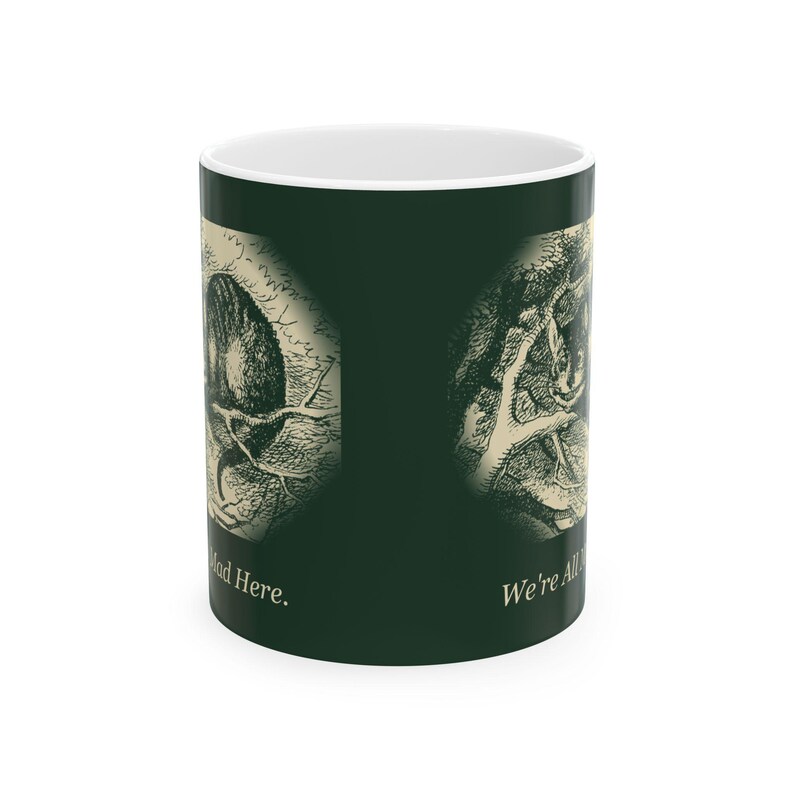 We're All Mad Here — Vintage Cheshire Cat Mug image 2