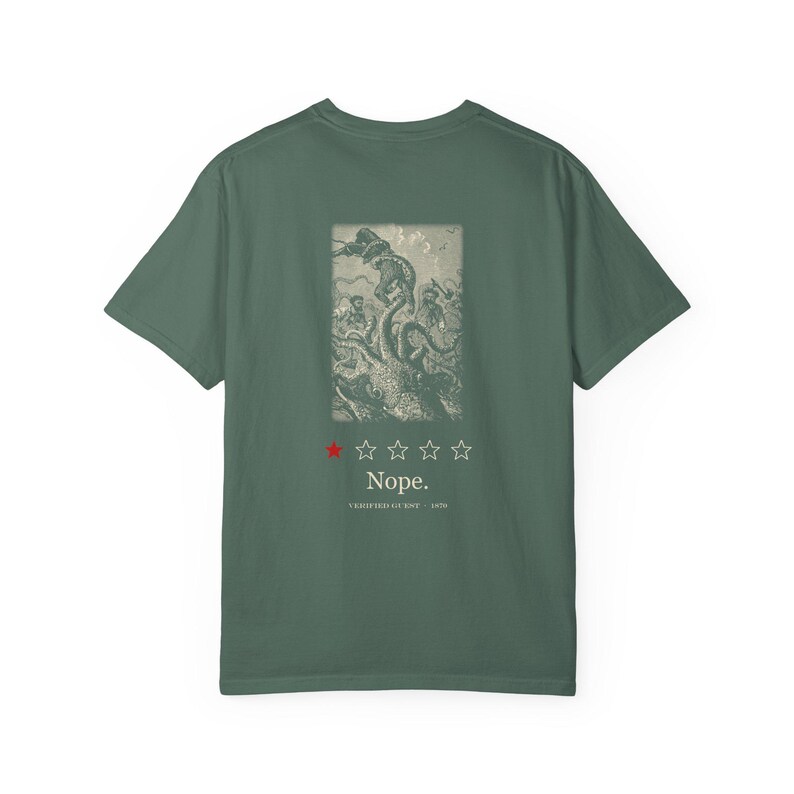 Camiseta "Capt Nemo's Undersea Tours", "Uma estrela, não", camiseta engraçada na frente e nas costas, lula de Júlio Verne imagem 10