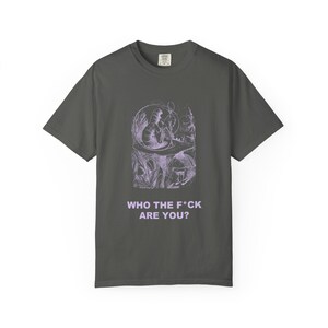 Who the F*ck Are You Shirt, John Tenniel Caterpillar Victorian Engraving Tee, Lewis Carroll Wonderland Literary Humor Gift image 3