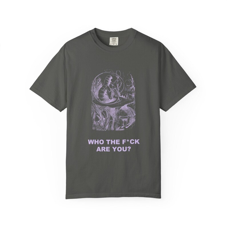 Who the F*ck Are You Shirt, John Tenniel Caterpillar Victorian Engraving Tee, Lewis Carroll Wonderland Literary Humor Gift image 3