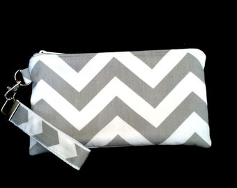 Grey Chevron Wristlet purse