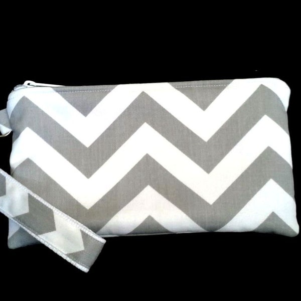 Grey Chevron Wristlet purse