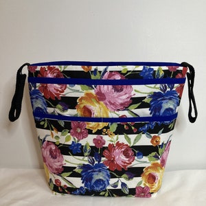 Ready to Ship - Black and White, Roses All Over Wheelchair Bag