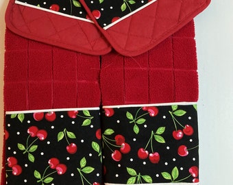 Kitchen Towels - Red with Cherries