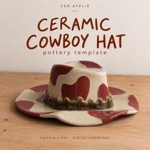 Mall för cowboyhatt i keramik | PDF-mönster för plattbyggnad (nedladdning direkt)