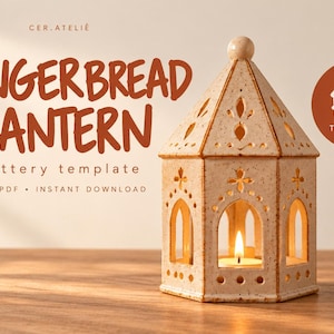 Ceramic Lantern Template PDF | Gingerbread House Pottery Pattern | Slab Building Template | DIY Clay Lantern