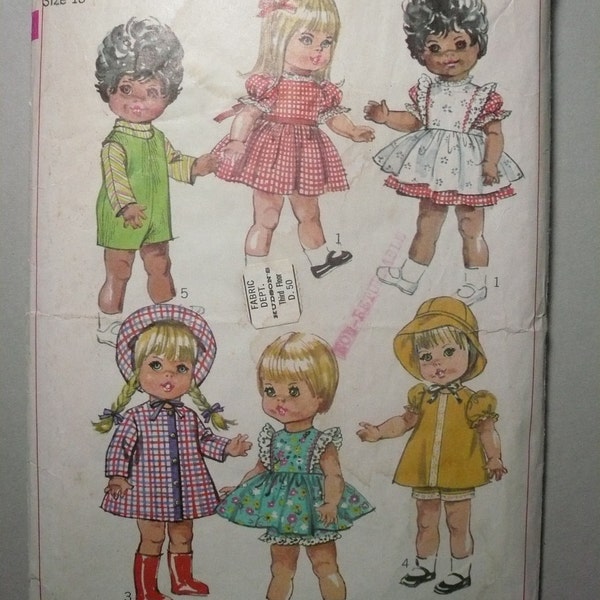 1960s Toddler Doll Wardrobe for 18 Inch Dolls Vintage Simplicity Pattern 7971