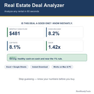 Airbnb Spreadsheet | Rental Property Calculator | Real Estate Deal Analyzer | BRRRR, Fix and Flip, Cash Flow ROI | Excel Google Sheets