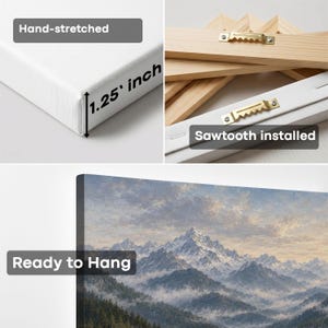 Misty Mountain Canvas Print, Scenic Alpine Lake Wall Art, Foggy Pine ...